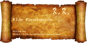 Klár Konstantin névjegykártya
